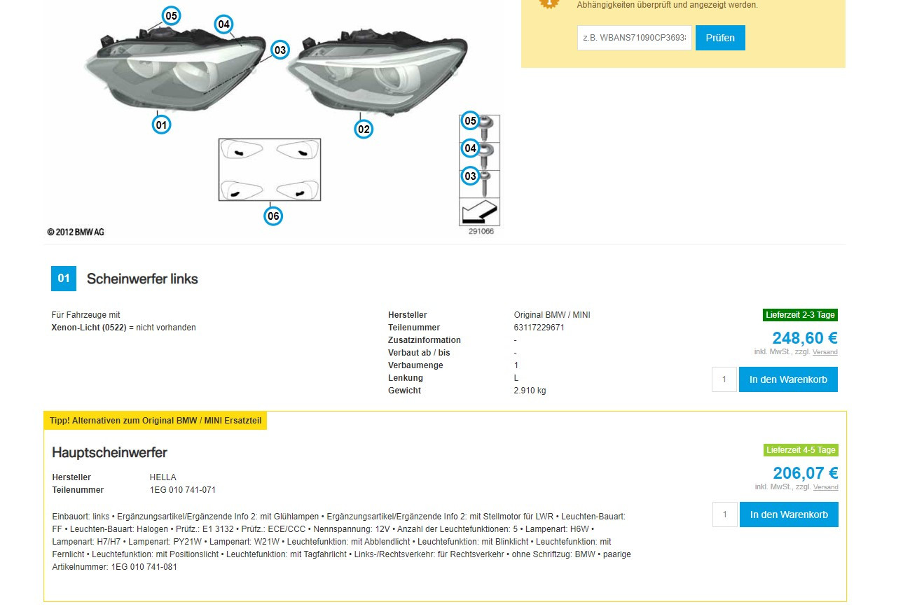 Halogen-Scheinwerfer BMW F21 BJ 2014 komplett austauschen