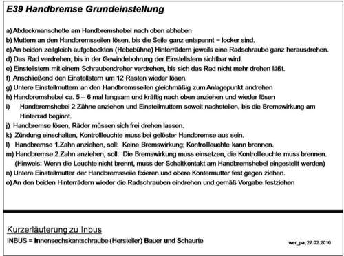 Handbremse einstellen