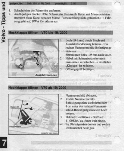 Heckklappe v70 öffnen