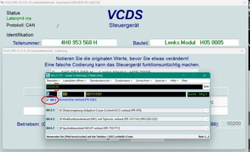 Hechkscheibenwischer auscodieren