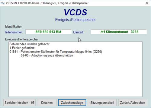 Fehlerspeicher Potentiometer