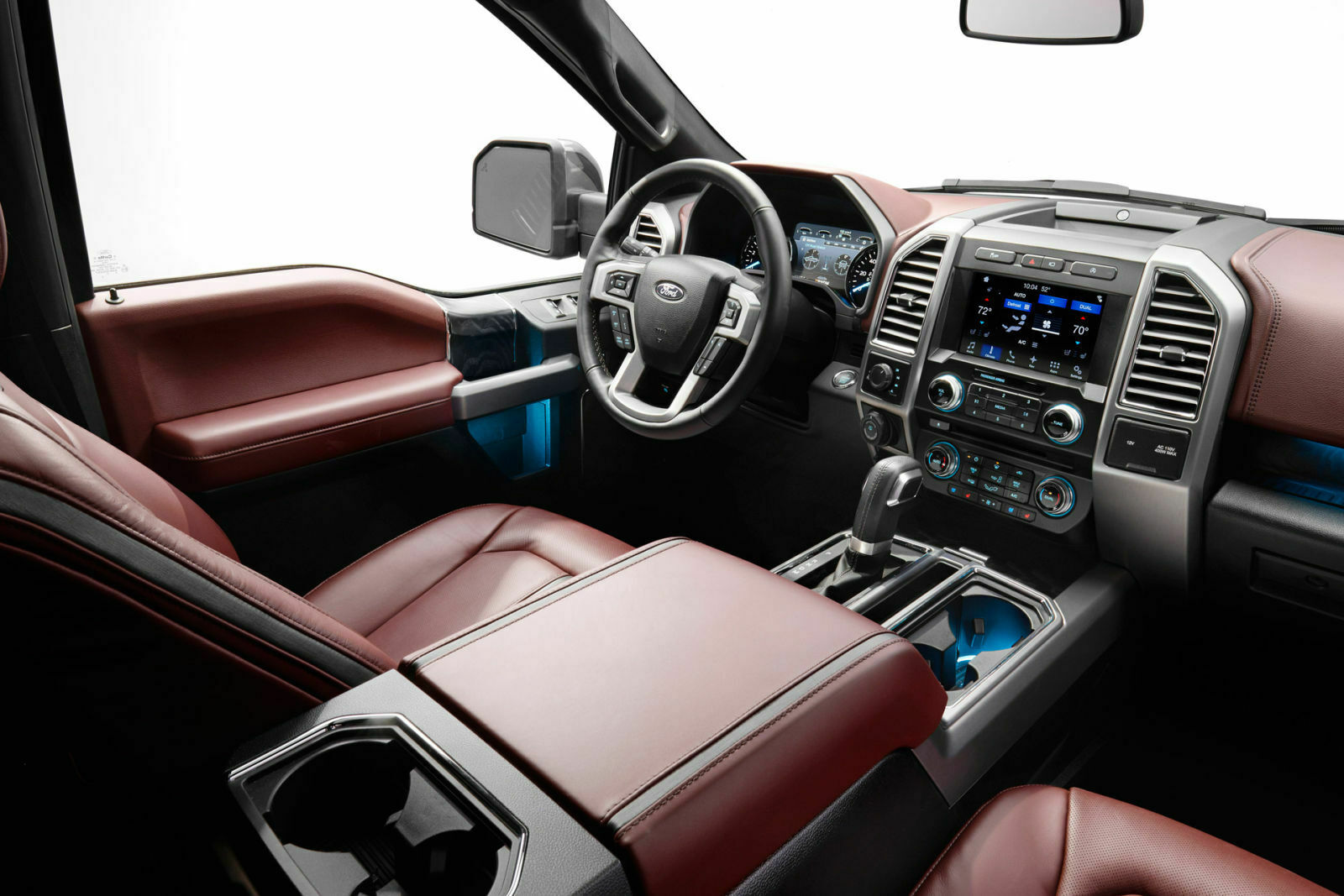 Rustikales Interieur mit neuem Infotainment-System im Ford F-150