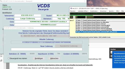 VCDS MMI Sound System Settings