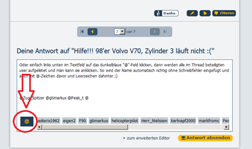 Erwähnung mit @