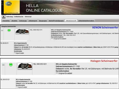 E39 FL Xenon und Halogen Scheinwerfer