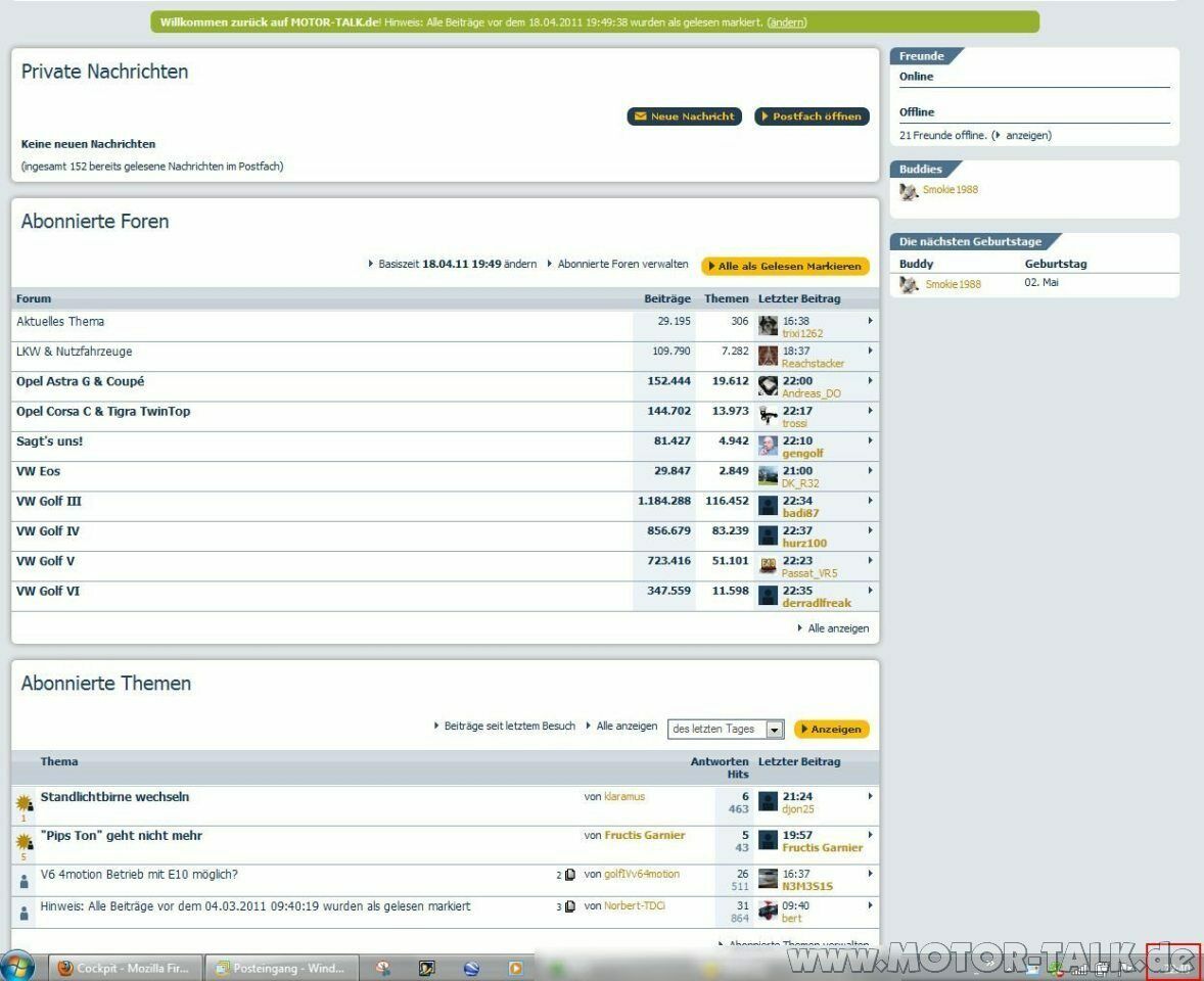 Hinweis: Alle Beiträge vor dem 04.03.2011 09:40:19 wurden als gelesen markiert