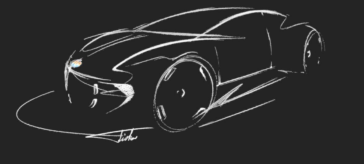 Fisker hat ein neues Auto angekündigt: Die Reichweite soll 700 Kilometer betragen. Bisher gibt es nur eine Skizze