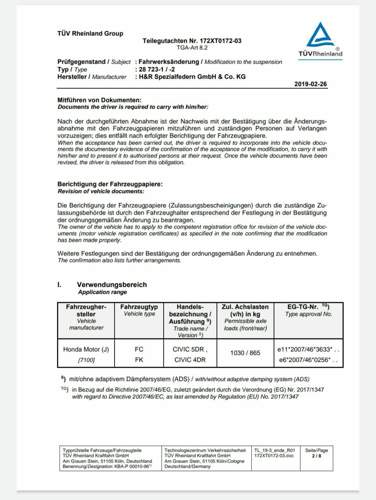 H&R TÜV Gutachten