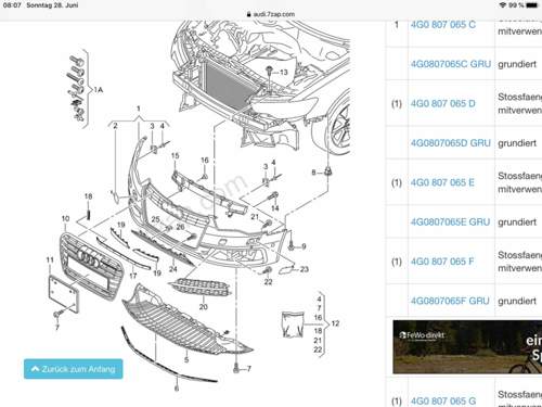 Audi a6 4g stossfänger vorne sline