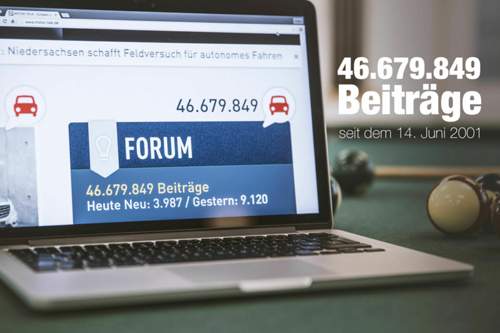 Wenn Ihr das hier lest, ist diese Zahl schon Vergangenheit. Täglich gibt es auf MOTOR-TALK rund 10.000 neue Beiträge
