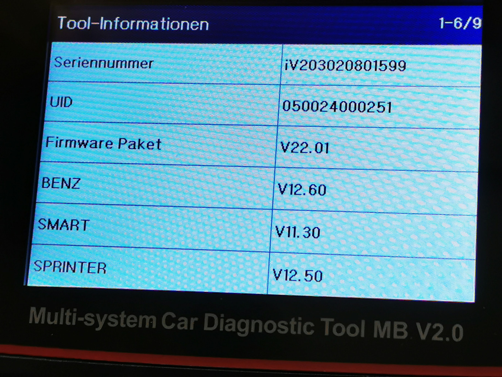 ICarsoft MB V 2.0 Diagnose Gerät erkennt mein MSG nicht mehr!