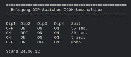 Icom Belegung DIP-Switches
