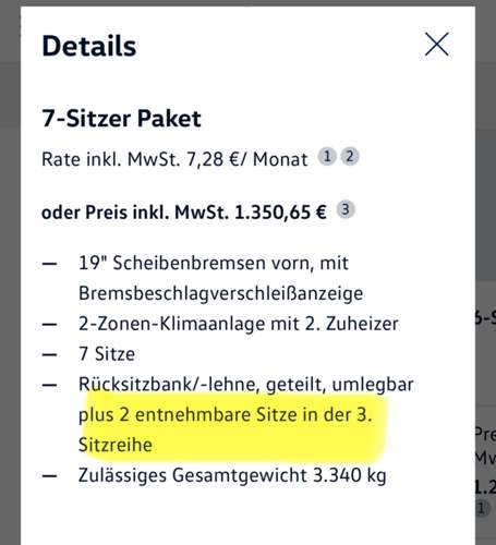 7-Sitzer Paket