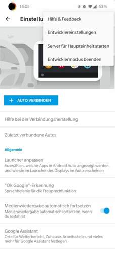 Android Auto Einstellungen