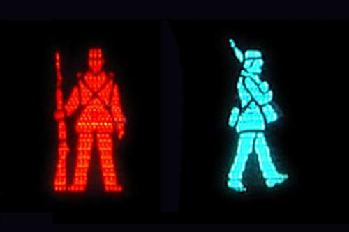 In Dänemark sind Ampelmänner bewaffnet