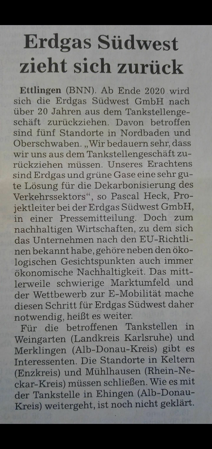 In Stadt Landshut macht die letzte CNG Tanke zu