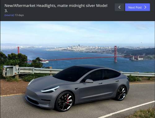 New-aftermarket-headlights-and-matte-midnight-silver-model-3