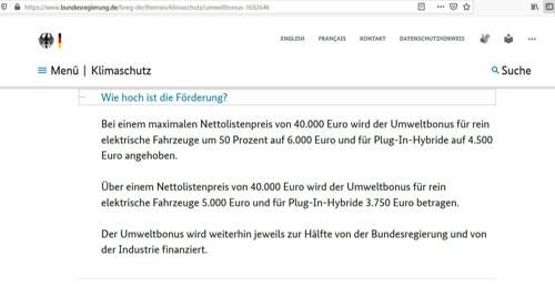 Bundesregierung Umweltbonus