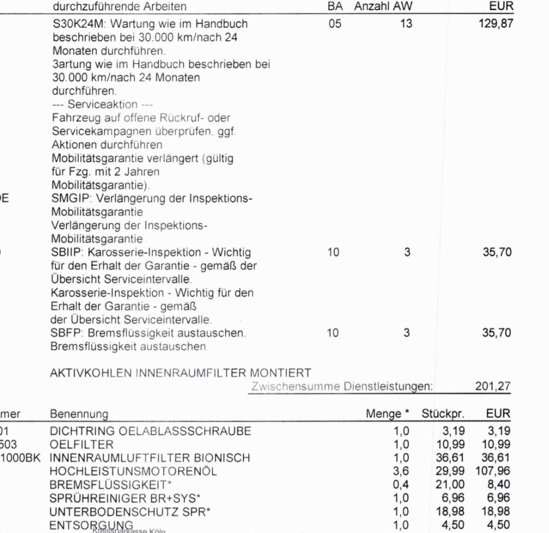 Inspektionskosten 2Jahresinspektion 680€?