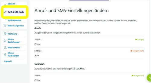 O2 SIM-Karten Einstellungen 2