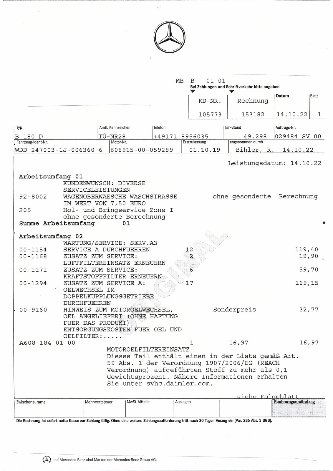 Ist das Abzocke? bei Automatik Getriebeölwechsel mitgebrachtes Öl abgelehnt!