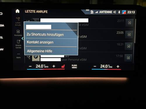 Kontextmenü bei verbundenem AppleCarPlay