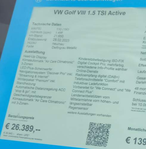 Golf 8 die erste Daten
