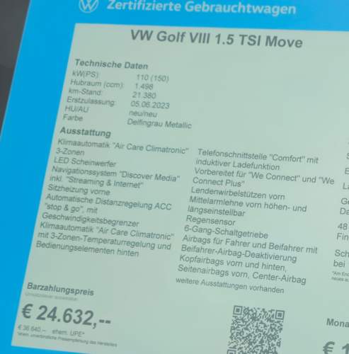 Golf 8 die zweite Daten