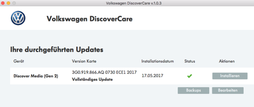 DiscoverCare-Meldung nach Update