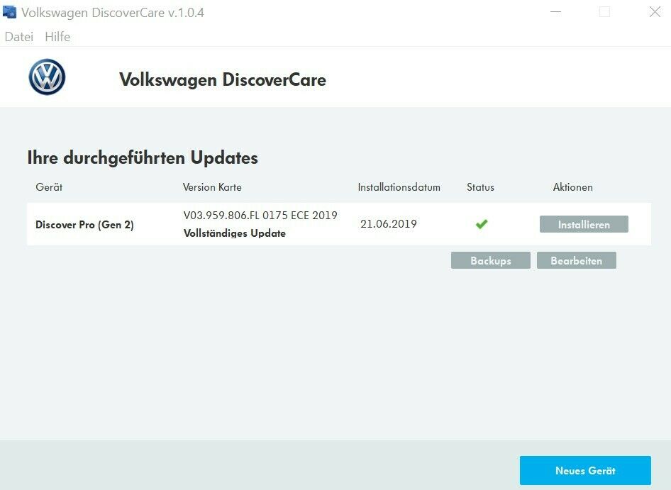 Karten-Update Discover Media/Discover Pro - Infos von VW