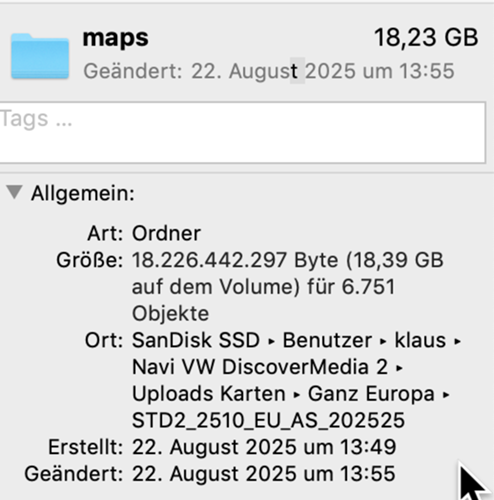Ordnergröße Maps