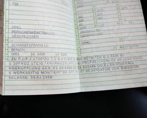 Fahrzeugschein Astra G