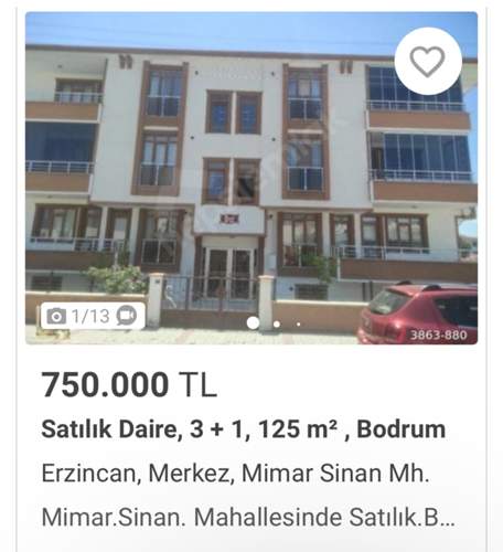 Erzincan Bodrum 3+1
