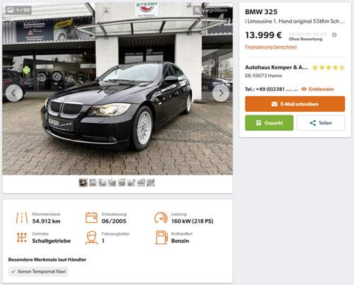 E90 325i BJ 2005 Beispiel