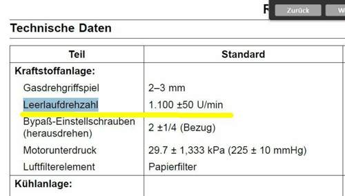 Leerlaufdrehzahl