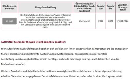 KBA Rückruf