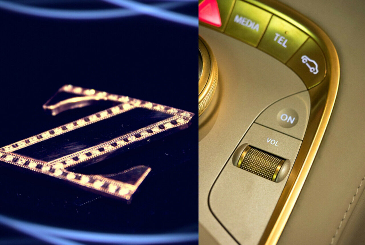 Die vergoldete Bedieneinheit des Navigationsystems kennen wir aus der S-Klasse