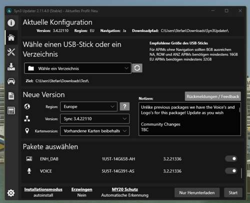 Einstellungen Hauptseite