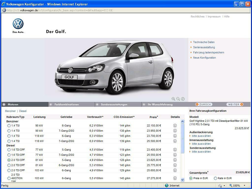 Keine 2.0l TDI 110PS (128g/km) mehr lieferbar!