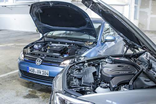 Die Dreizylinder in VW Golf 1,0 und BMW 116i
