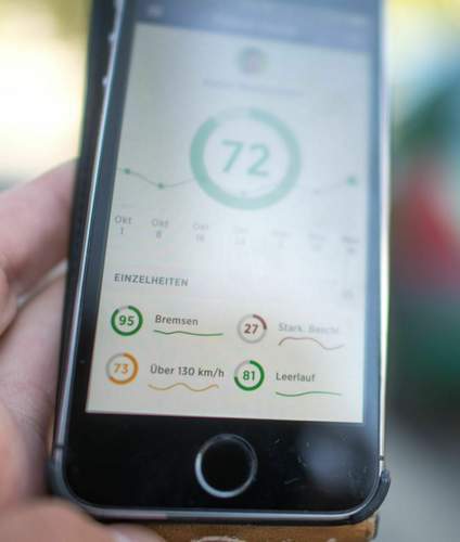 Bei einigen Anbietern von Telematik-Tarifen können die gesammelten Fahrdaten auf dem eigenen Smartphone eingesehen werden