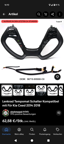 Lenkrad Spange mit Tempomat