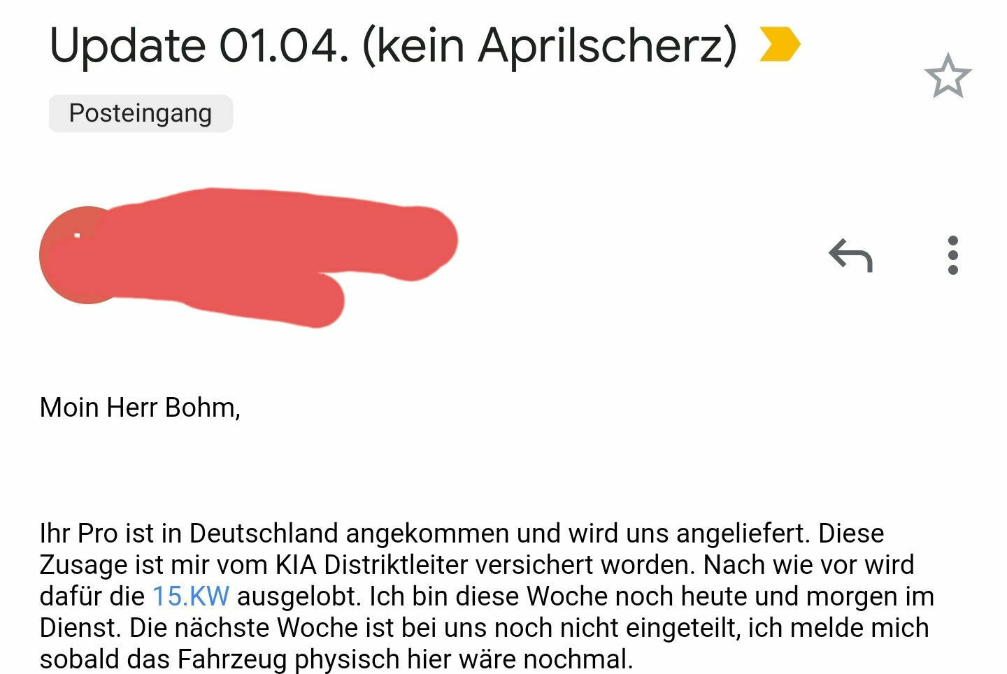 Kia Proceed MJ2020 / Lieferzeiten-Informationen