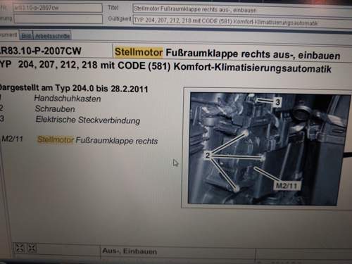 2/2 Fussraumklappe rechts Stellmotor