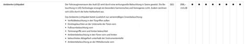 Innenlicht Q5 Ambiente