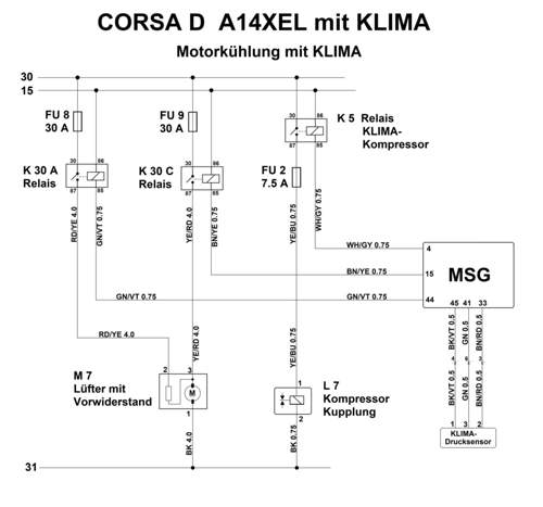 Schaltplan Klima-Lüfter-Schaltung