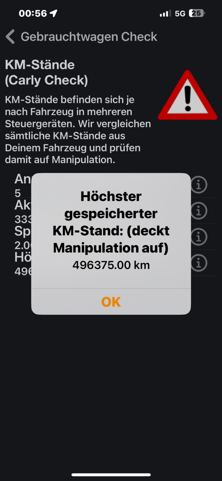 Km Manipulation entdeckt durch Carly App