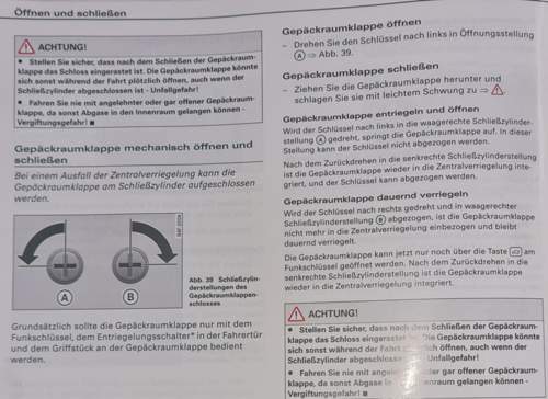 Zentralverriegelung/Kofferraum abstellen