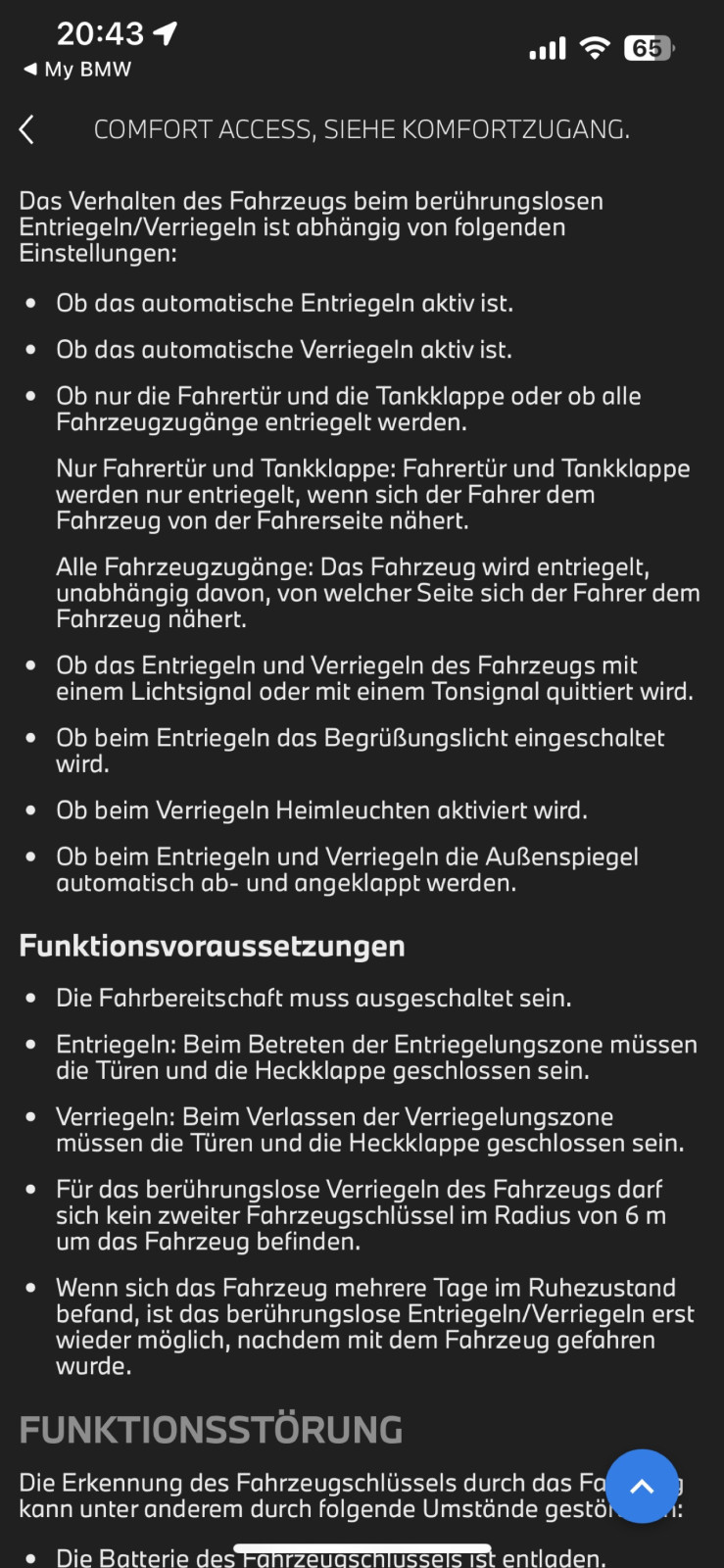 Komfortzugang bei G01 LCI