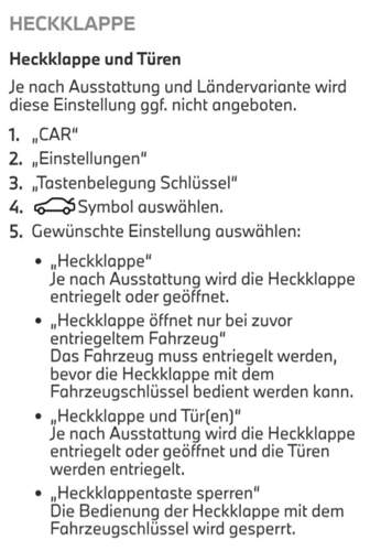 Entriegelung nur Heckklappe oder auch Tü